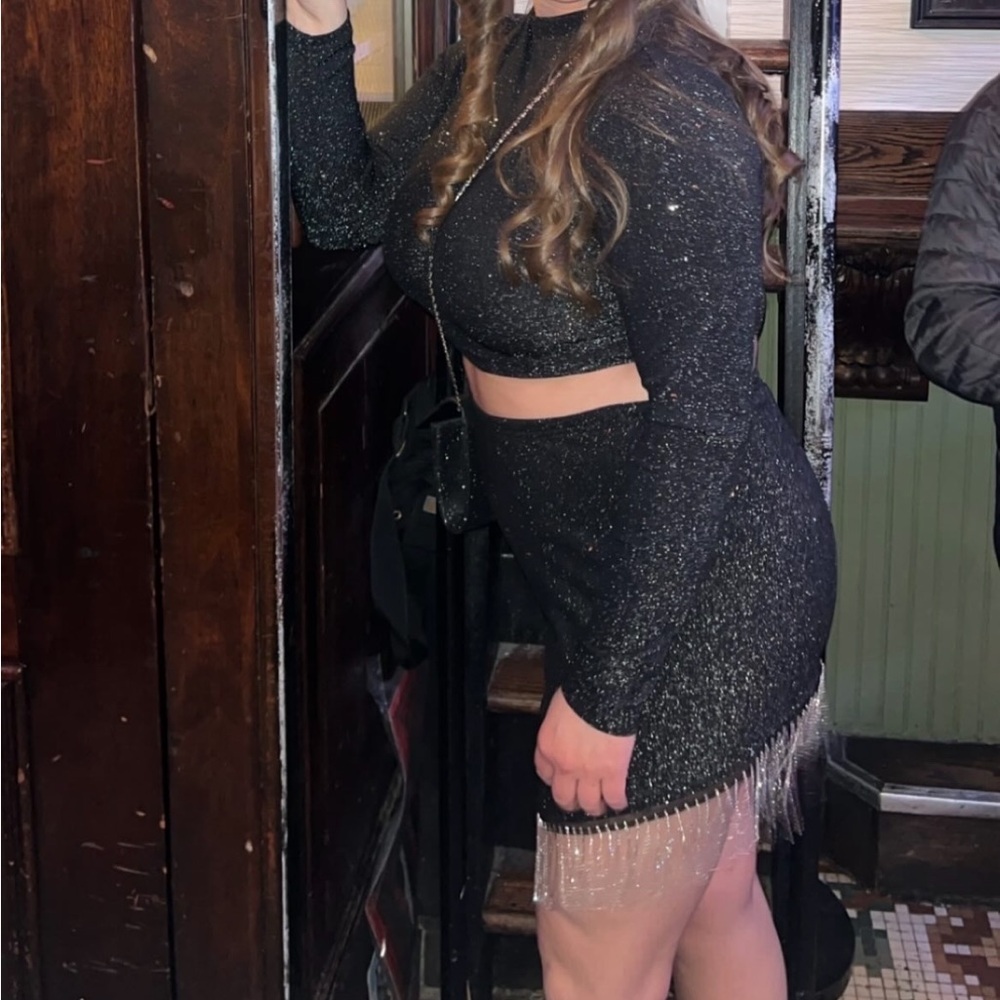 Elegant Black Glitter 2 Piece Set